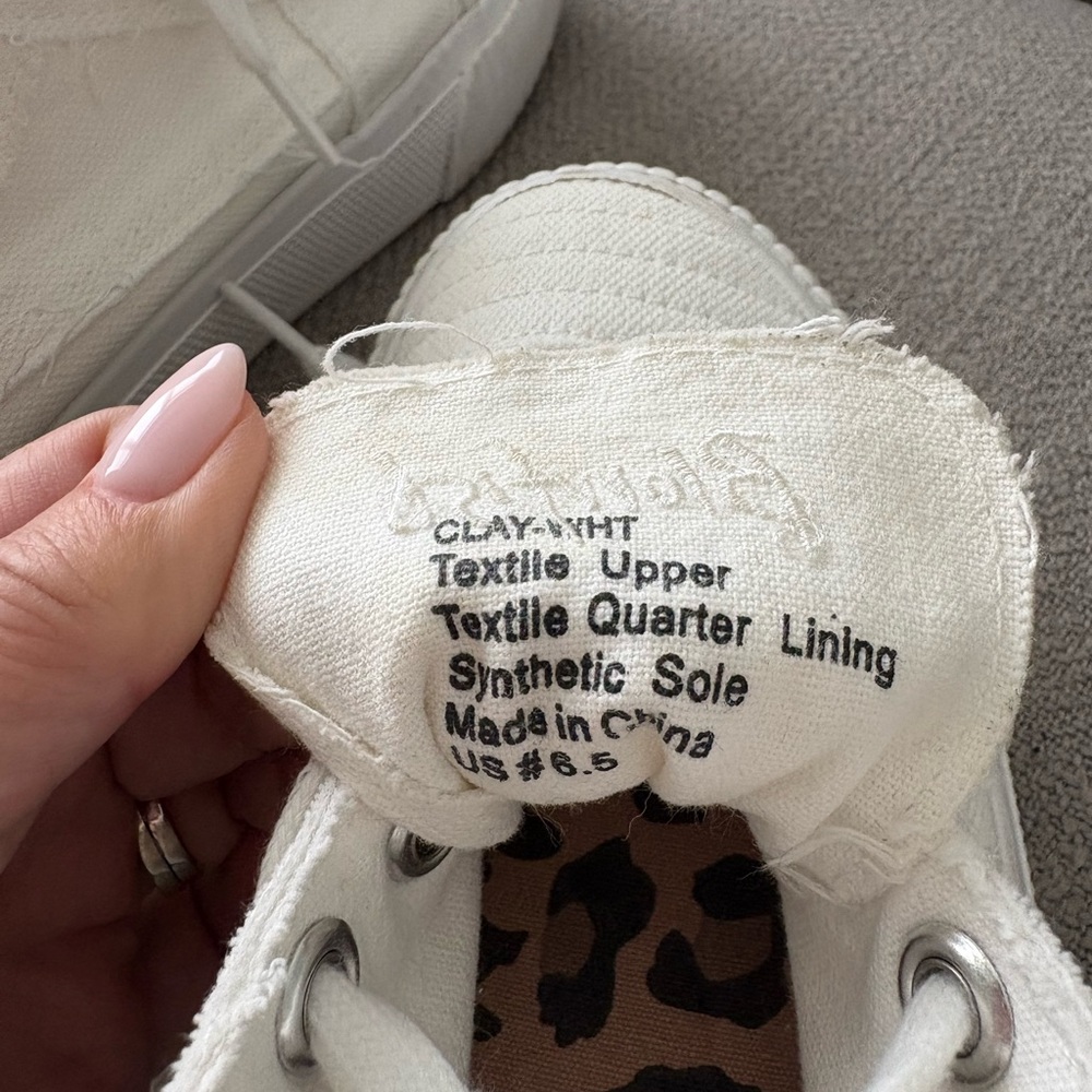 Blowfish White Canvas Sneakers with Leopard Lining - Picture 4 of 4